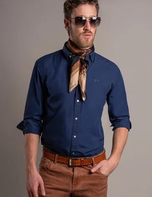 Camisa casual de algodón manga larga para hombre
