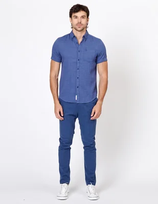 Camisa casual de algodón manga corta para hombre