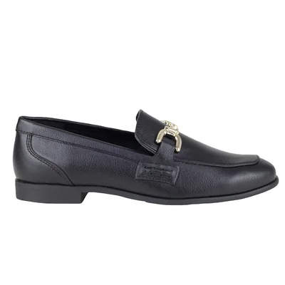 Mocasin Negro Para Mujer Semivestir Hebilla Salamandra 29701.