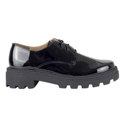 Mocasines Chunky Charol Mujer Salamandra 29505 Negro Confort.