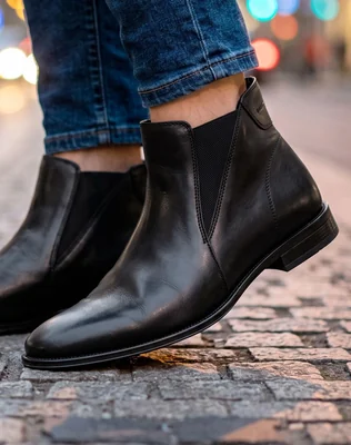 Botin Hombre Casual Negro Piel Leonard Shoes 17204502