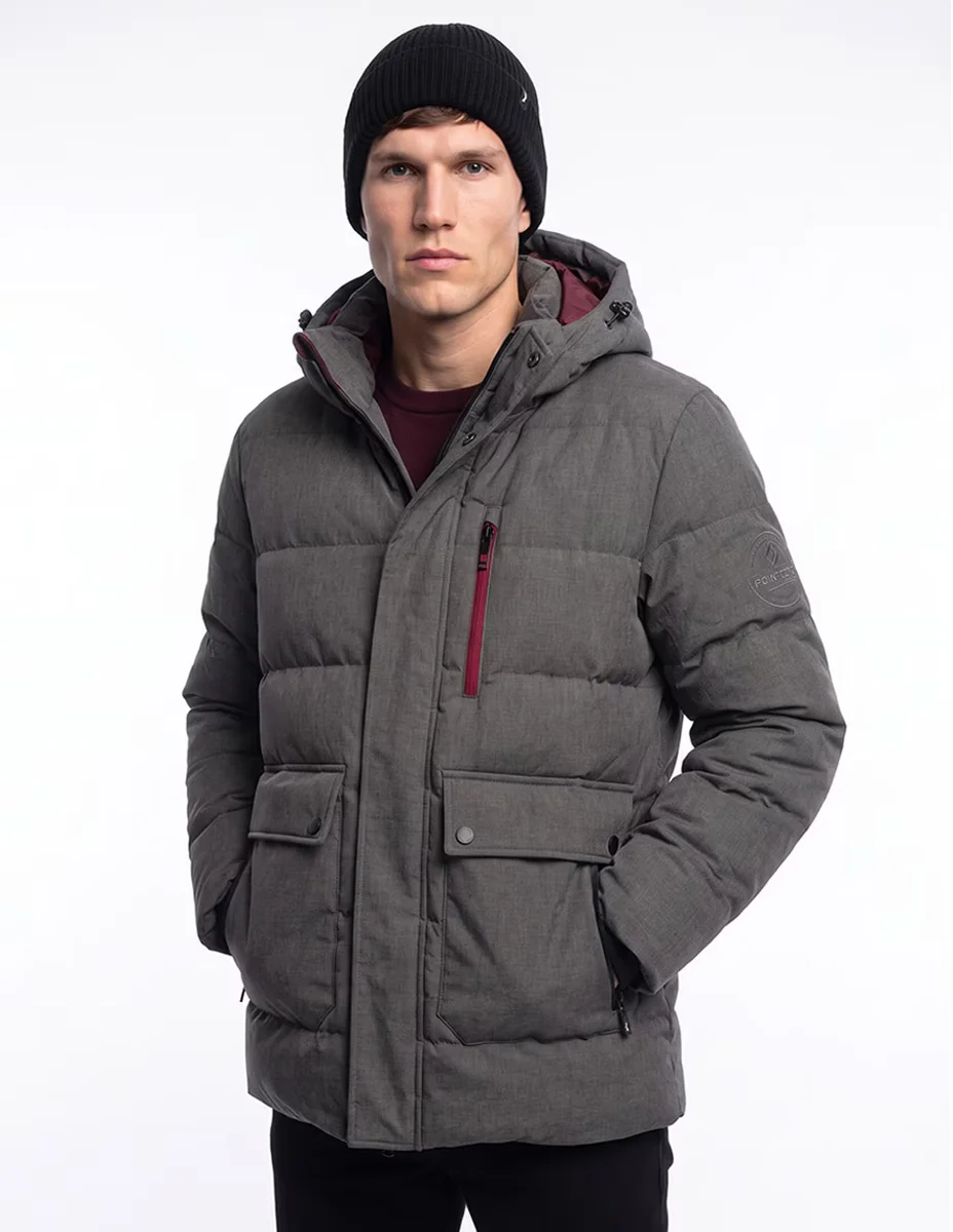 Chamarra acolchada impermeable capucha desmontable para hombre