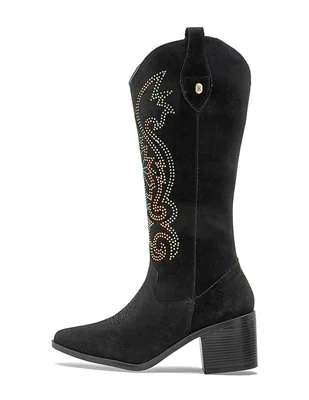 Bota cowboy media pierna para mujer