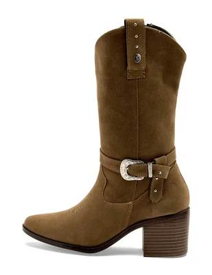 Bota cowboy media pierna para mujer