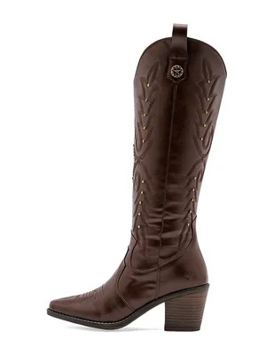 Bota cowboy media pierna para mujer