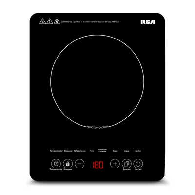 RCA Parrilla de Inducción RC-12A3, (1 Quemador) de Cristal Templado, Color Negro, Control de Temperatura, Temporizador