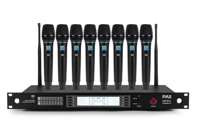 Micrófono Pyle Sistema Inalámbrico UHF de 8 Canales – Alcance 915 m