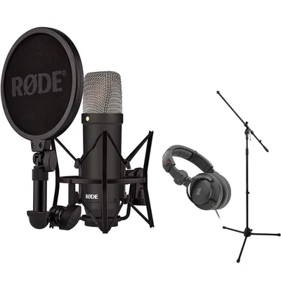 Micrófono Rode NT1 Signature Series condensador con soporte y auriculares
