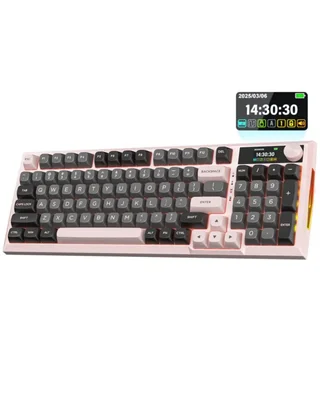 Teclado inalámbrico Redragon K725 con pantalla LCD rosa claro