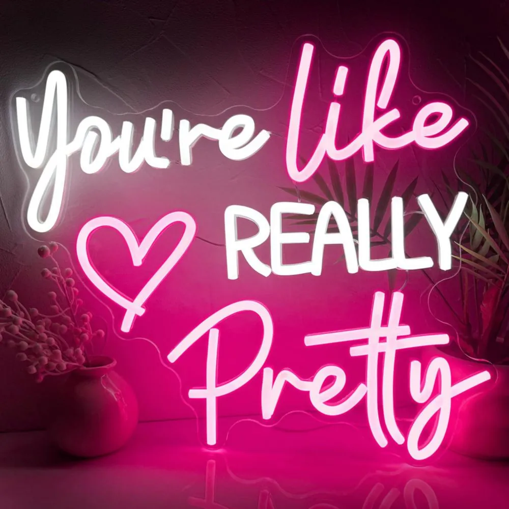 Letrero de neón Zoaept "You're Like Really Pretty" rosa USB