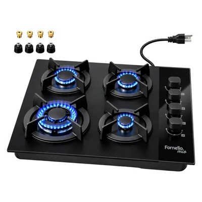 Parrilla Empotrable Gas 4 Quemadores Cristal Templado 5MM