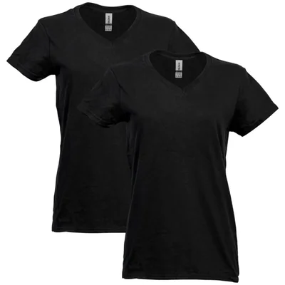 Camiseta Gildan de cuello en V pack de 2 negra XL EE. UU.