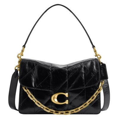 Bolso Coach Tabby de Cuero Glaseado Acolchado con Cadena – 30 cm