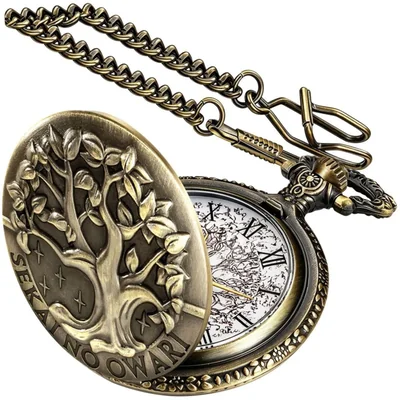 Reloj de bolsillo Tiong 45 mm de cuarzo con cadena Árbol de la Vida