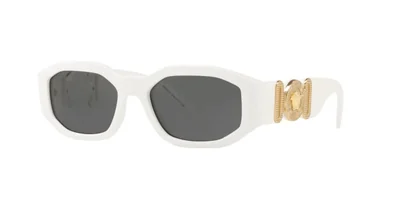 Gafas de sol Versace Man con montura blanca y lentes gris oscuro de 53 mm