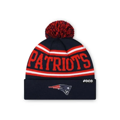 Gorro FOCO New England Patriots NFL azul marino con pompón