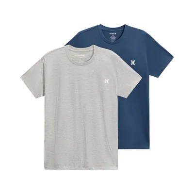 Camiseta Hurley Pack 2 de Algodón Gris Medio/Submarino