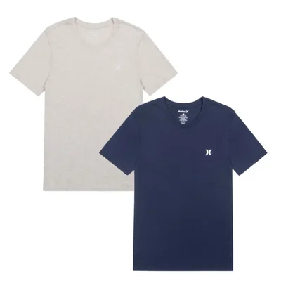 Camiseta Hurley Pack de 2 Algodón Talla Mediana Obsidian/Oatmeal