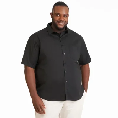 Camisa Van Heusen 4XLT Grande y Alta Manga Corta Negra