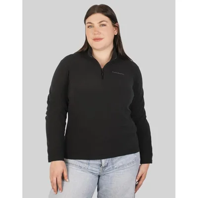 Sudadera Fleece Plus Size Para Mujer De Medio Cierre Greenlander Negro