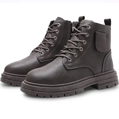 Botas Vinil Piel De Uso Rudo Para Hombre Antideslizantes Gris Talla 9