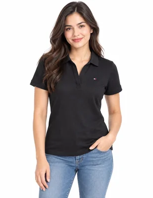 Playera manga XW07892 00I BDS cuello Polo para mujer