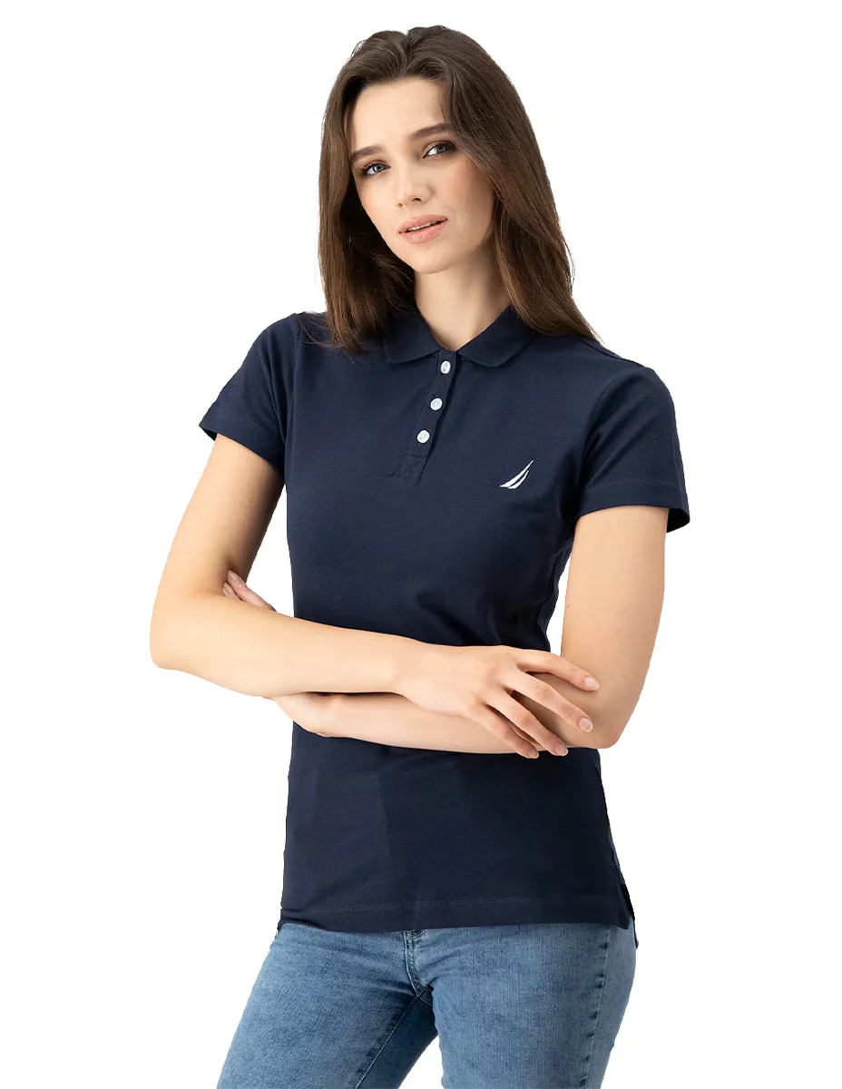 Playera manga corta cuello polo para mujer