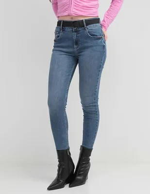 Jeans skinny corte cintura para mujer