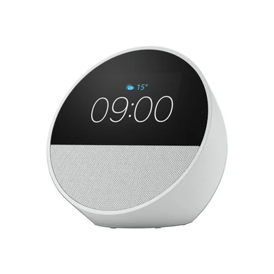 Amazon Echo Spot (Modelo 2024) Despertador Inteligente con Alexa y Bluetooth, Blanco Glaciar