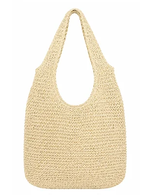 Bolso tote de paja beige