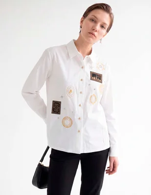 Blusa camisera Karl Lagerfeld manga larga para mujer