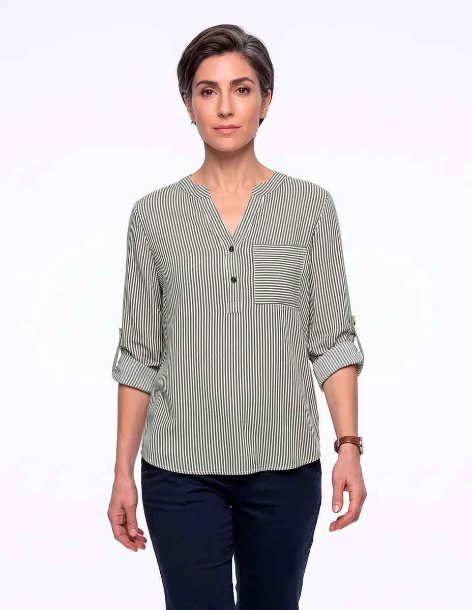 Blusa camisera manga 3/4 para mujer