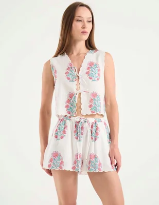 Playera pijama estampado floral para mujer