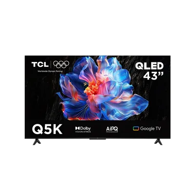 Televisión Smart TV TCL Q5K de 43", Ultra HD 4K, Google TV, Negro