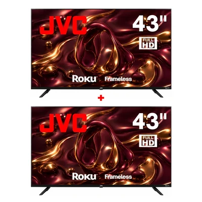 Pack 2 Smart TV JVC 43 Pulgadas Full HD LED Frameless Roku TV WiFi Netflix YouTube Prime Video Mismo Modelo SI43FRF