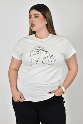 Playera "Finger" Roman Fashion /Tallas Extras, 9001-25 (Blanco)
