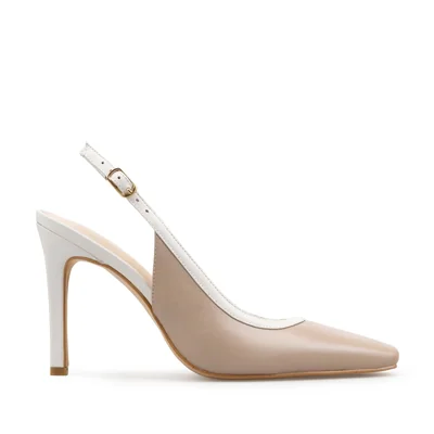 Zapatillas De Tacón Davenia De Piel Para Dama Mod. Isabel Beige