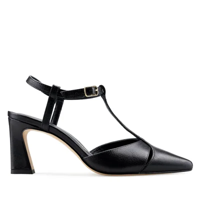 Zapatillas De Tacón Davenia De Piel Para Dama Mod. Magnolia Negro