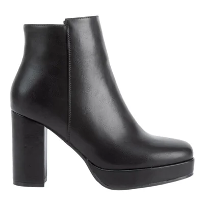 Bota de mujer, de vestir, tacón alto y ancho, acabado napa, color negro, mod. 1238565