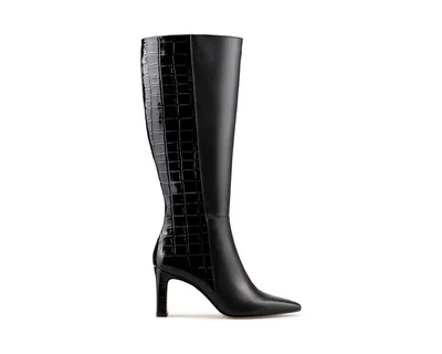 Botas Para Mujer Elegantes Botas Piel Davenia Mod. Karla Croco Negro