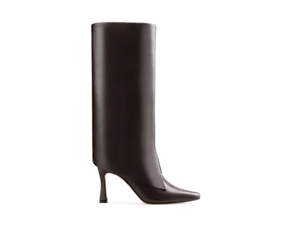 Botas De Piel Davenia Con Tacón De Dama Mod. Anahí Chocolate