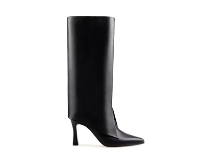 Botas De Piel Davenia Con Tacón De Dama Mod. Anahí Negro