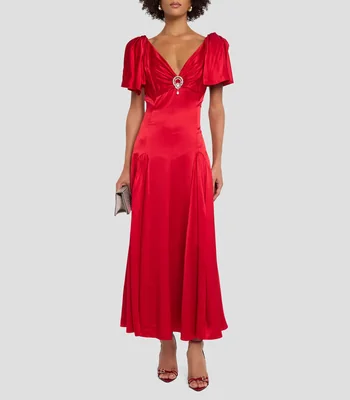 Vestido largo liso Mujer