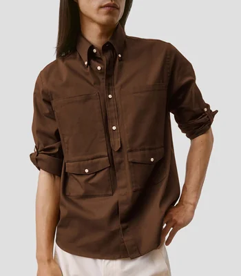 Camisa lisa manga larga Hombre