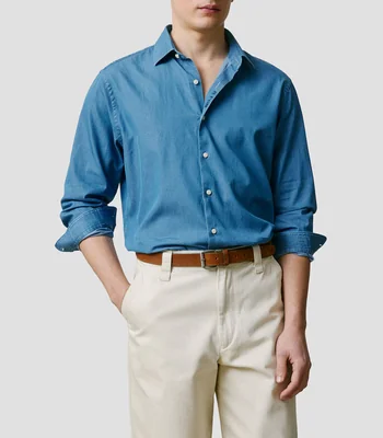 Camisa lisa manga larga Hombre