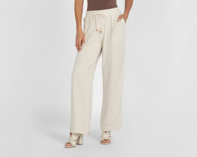 Pantalón Ancho Sahara Beige para Mujer