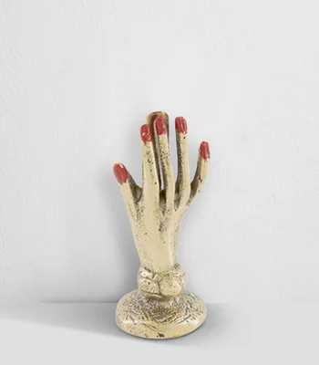 Set de 4 tarjeteros con diseño de mano de bronce