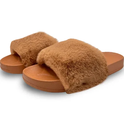 Pantuflas Antideslizantes Shendy Vendy de Peluche Marrones para Mujer