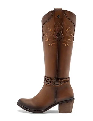 Bota cowboy media pierna para mujer