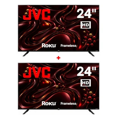 JVC Pack 2 Smart TV 24 Pulgadas HD LED Roku TV Dolby Audio WiFi HDMI USB Netflix YouTube Prime Video SI24R